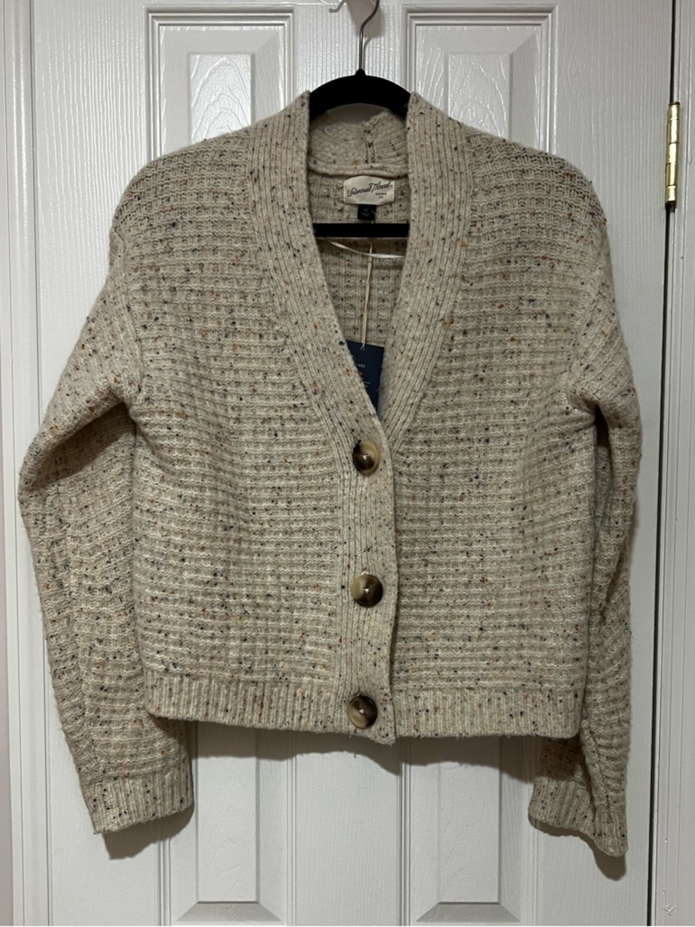 Universal Thread Cream Speckled Shawl Collar Cardigan